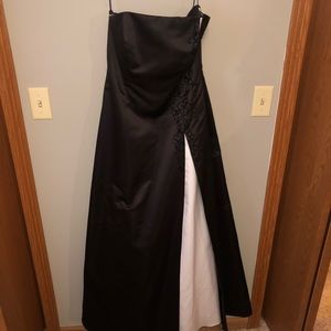 Black with White Inlay Prom Dress